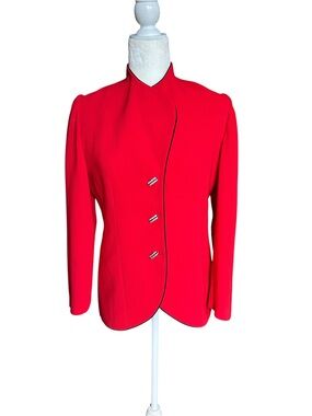 Romina Co Red Blazer Jacket Jeweled Buttons - Small
